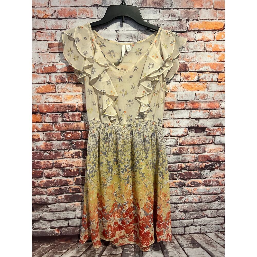 LC Lauren Conrad tan sheer short sleeve dress coverup no lining women's size 4